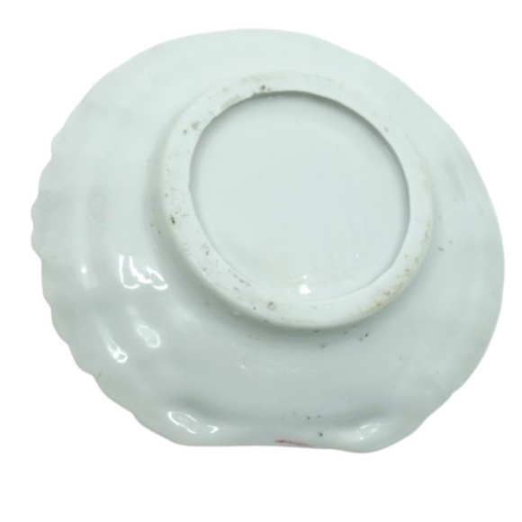 VINTAGE PORCELAIN CLAMSHELL TRINKET SOAP DISH PINK & WHITE 4.5” - Picture 3 of 3